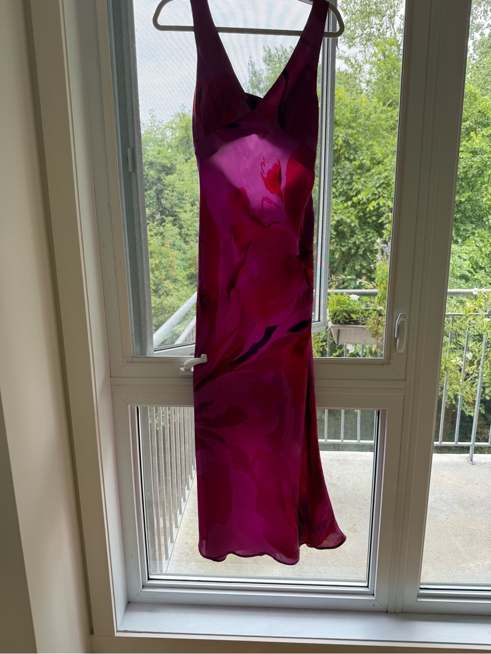 Zara Fuchsia Pink and Red Printed Midi Dress - Picture 8 of 10